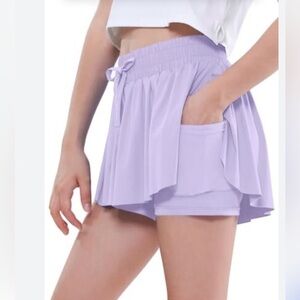 btween Light Purple & Black  Athletic Girls Shorts with Pockets Set Of 2 Size 10